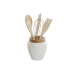 Δοχείο για Σκεύη Κουζίνας DKD Home Decor Λευκό Bamboo Πορσελάνη 10,5 x 10,5 x 12 cm 6 Τεμάχια