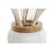 Δοχείο για Σκεύη Κουζίνας DKD Home Decor Λευκό Bamboo Πορσελάνη 10,5 x 10,5 x 12 cm 6 Τεμάχια