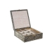 Boîte à bijoux DKD Home Decor 17,5 x 17,5 x 6,3 cm Champagne Naturel Aluminium