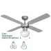 Ceiling Fan with Light EDM 33801 Caribe Silver 50 W