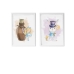 Jeu de 2 tableaux Crochetts Alice Multicouleur Bois MDF 33 x 43 x 2 cm Lapin (2 Pièces)