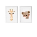 Sada 2 obrazů Crochetts Vícebarevný Dřevo MDF 33 x 43 x 2 cm Žirafa Medvěd (2 Kusy)