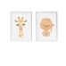Set de 2 tablouri Crochetts Multicolor Lemn MDF 33 x 43 x 2 cm Girafă Leu (2 Piese)