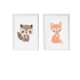 Set od 2 slike Crochetts Pisana Drvo MDF 33 x 43 x 2 cm Vjeverica Lisica (2 Dijelovi)