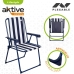 Cadeira de Campismo Acolchoada Aktive Às riscas Branco Azul Marinho 43 x 85 x 47 cm (4 Unidades)