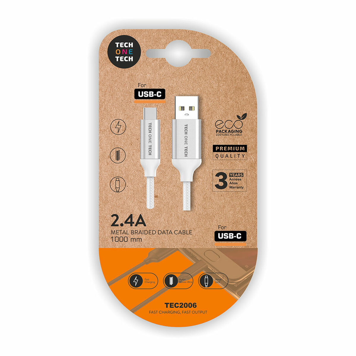 USB-C kabel za USB Tech One Tech TEC2006 1 m
