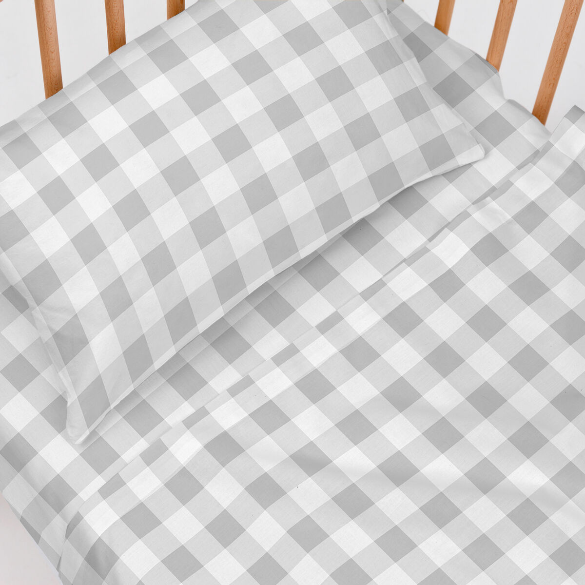 Cot Bedding Set HappyFriday Basic Kids Vichy Grey