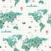Šiaurės šalių viršelis Decolores Mapamundi Mėlyna 220 x 220 cm