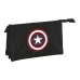 Tredobbelt bæretaske Capitán América Sort (22 x 12 x 3 cm)