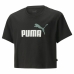 Child's Short Sleeve T-Shirt Puma Logo Cropped  Black