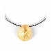 Colar feminino Shabama Calobra Luxe Latão Banhado em flash dourado Couro 38 cm