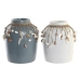Vase DKD Home Decor Bleu Blanc Bambou Coquillages 20 x 20 x 26 cm (2 Unités)