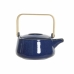 Teapot DKD Home Decor 21 x 17 x 10 cm Porcelain Blue 1 L