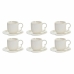 6 Csésze Alátéttel Készlet DKD Home Decor Természetes Porcelán Fehér 90 ml