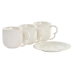 6 puodelių rinkinys su lėkštute DKD Home Decor Natūralus Porcelianas Balta 90 ml