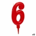 Lumânare Aniversare Numere 6 Roșu (12 Unități)