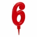 Candela Compleanno Numeri 6 Rosso (12 Unità)