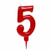 Lumânare Aniversare Numere 5 Roșu (12 Unități)