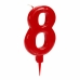 Lumânare Roșu Aniversare Numere 8 (12 Unități)