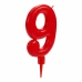 Stearinlys Fødselsdag Rød Nummer 9 (12 enheter)