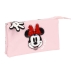 Dreifaches Mehrzweck-Etui Minnie Mouse Me time Rosa (22 x 12 x 3 cm)