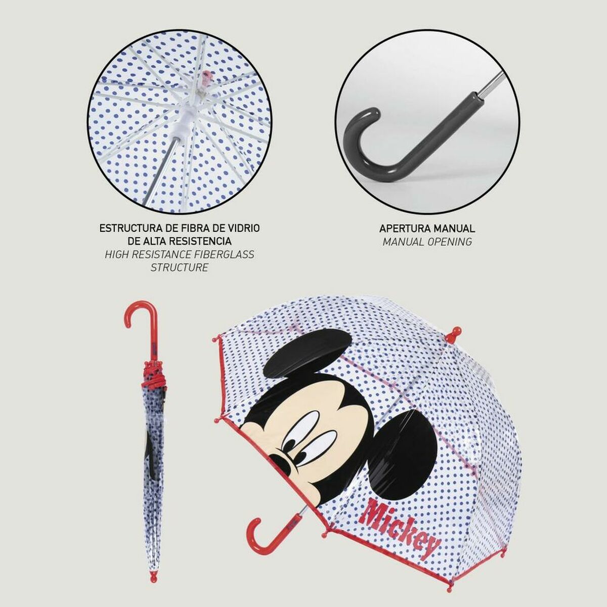 Paraplu Mickey Mouse Rood 45 cm