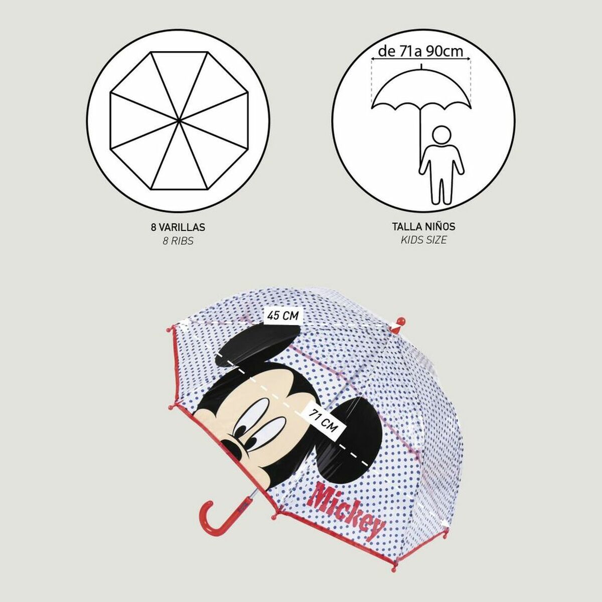 Parasol Mickey Mouse Czerwony 45 cm