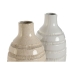 Vase Home ESPRIT Beige Ceramic 19 x 19 x 55 cm (2 Units)