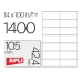Selvklæbende etiketter Apli 01277 Hvid 100 Ark 105 x 42,4 mm