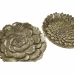 Tray DKD Home Decor Golden Resin Tropical Leaf of a plant With relief 25 x 25 x 4 cm (2 Units) (12 Units)