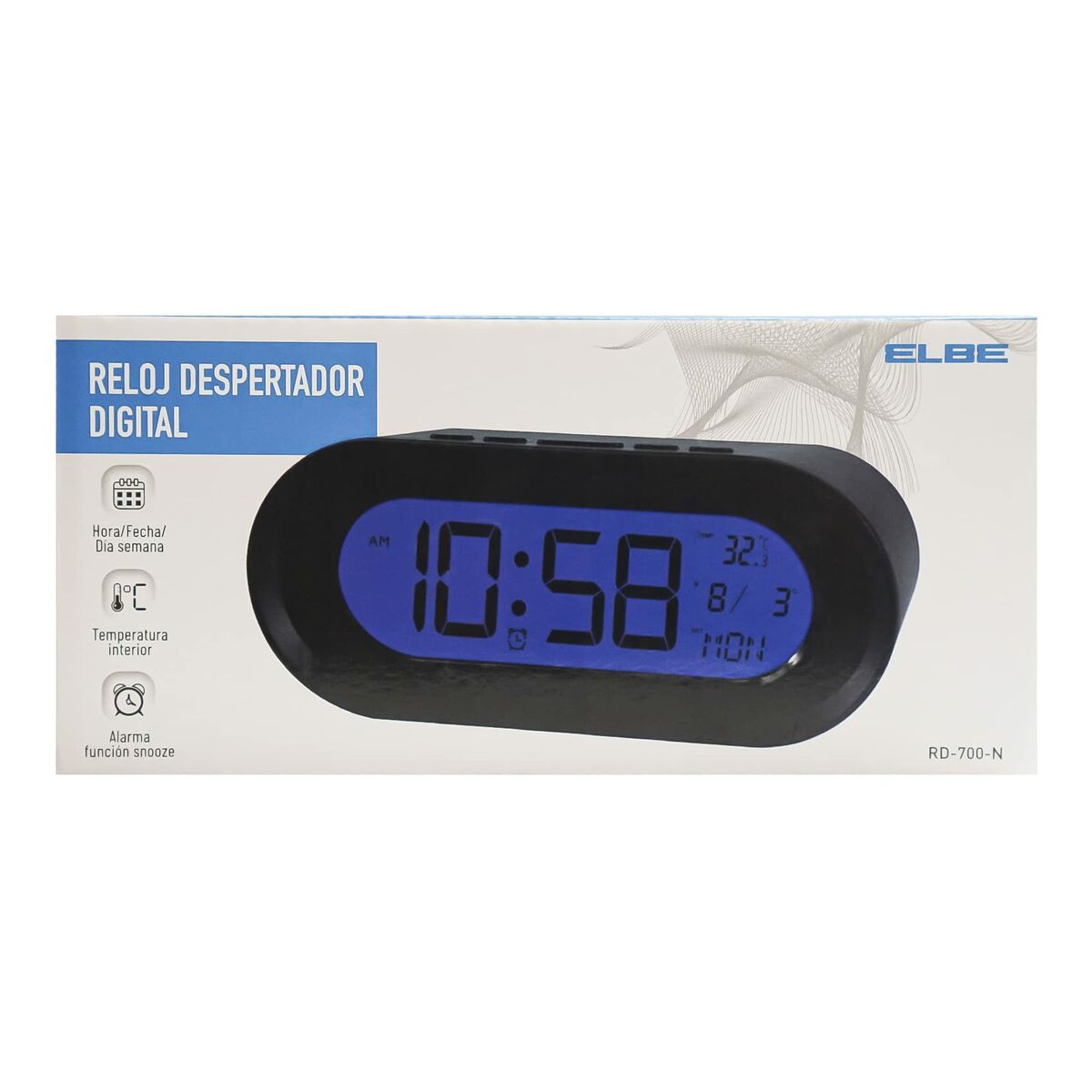Clockradio ELBE Sort Termometer