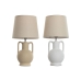 Lampe de bureau Home ESPRIT Blanc Beige Céramique 50 W 220 V (2 Unités)