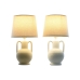 Lampe de bureau Home ESPRIT Blanc Beige Céramique 50 W 220 V (2 Unités)