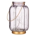 Led-lantaarn Strepen Grijs Gouden Glas (13,5 x 22 x 13,5 cm)