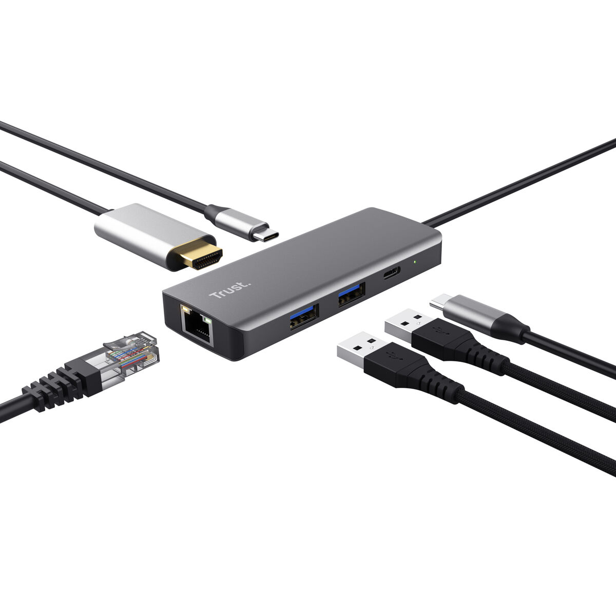 USB Hub Trust 24968 Silver (1 Unit)