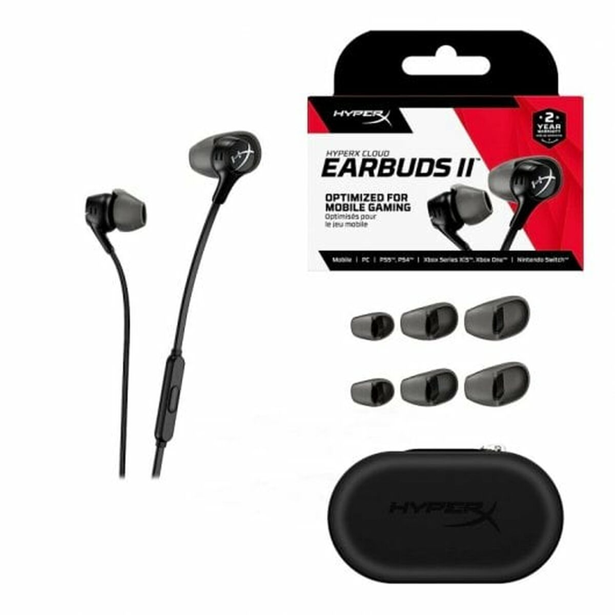 Auricolari con Microfono HyperX Cloud EarBuds II Nero
