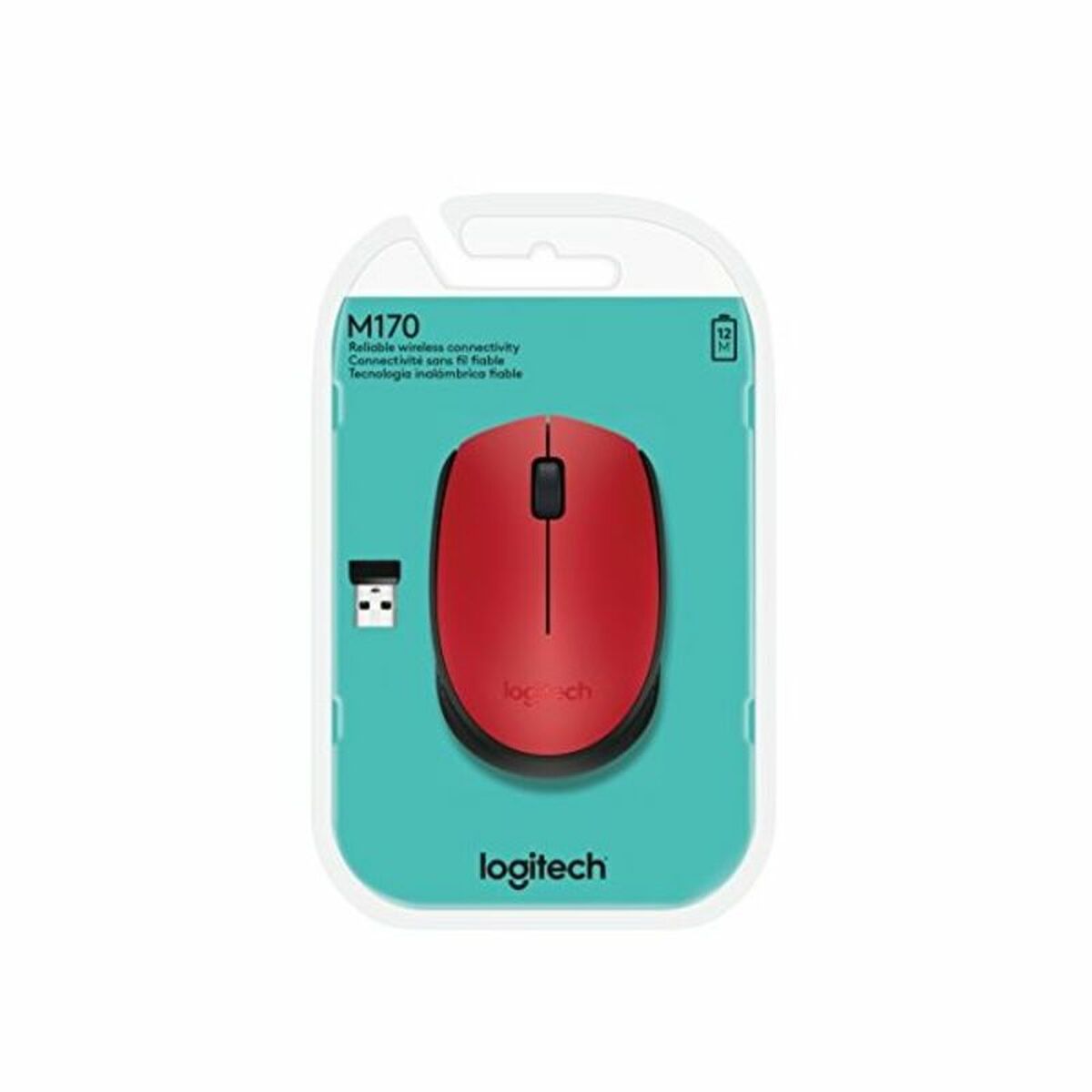 Wireless Mouse Logitech M171 Black Red 1000 dpi