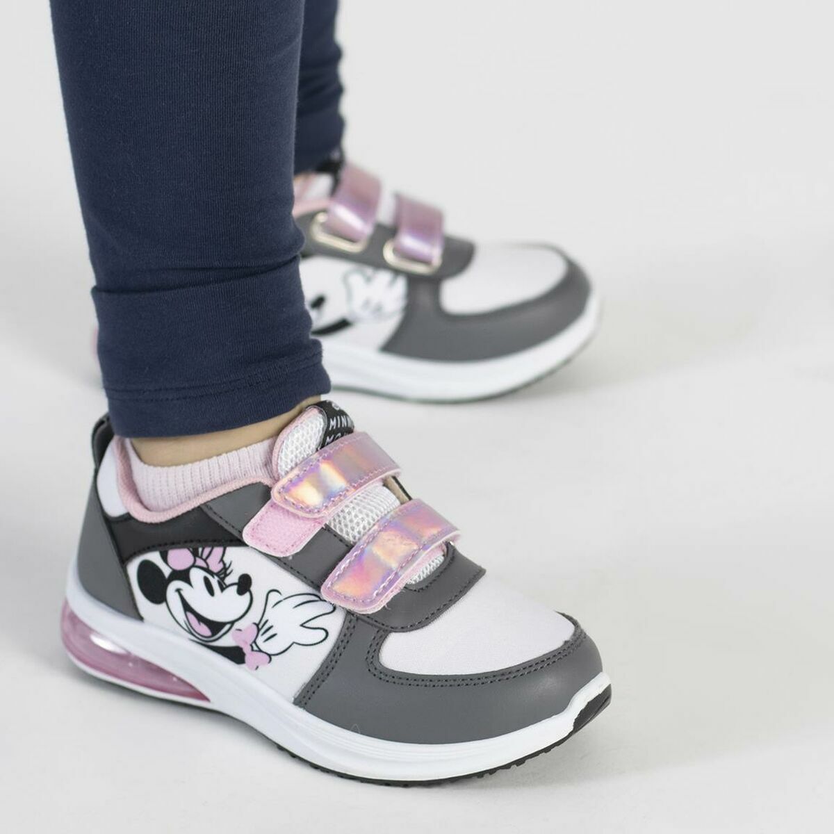 Baskets LED Minnie Mouse Gris Velcro