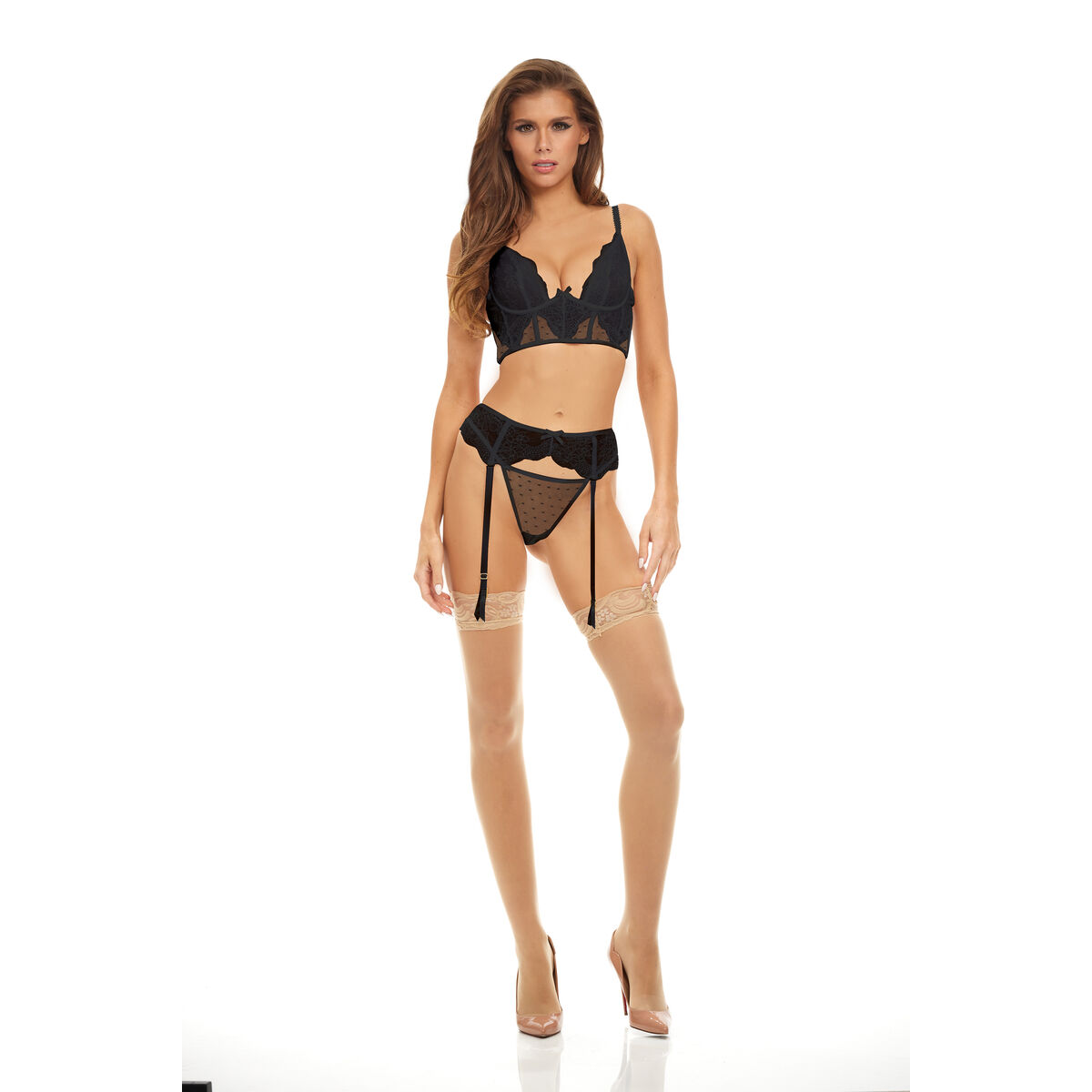 Undertøj Sæt Bombshell Boudoir Sort (L)