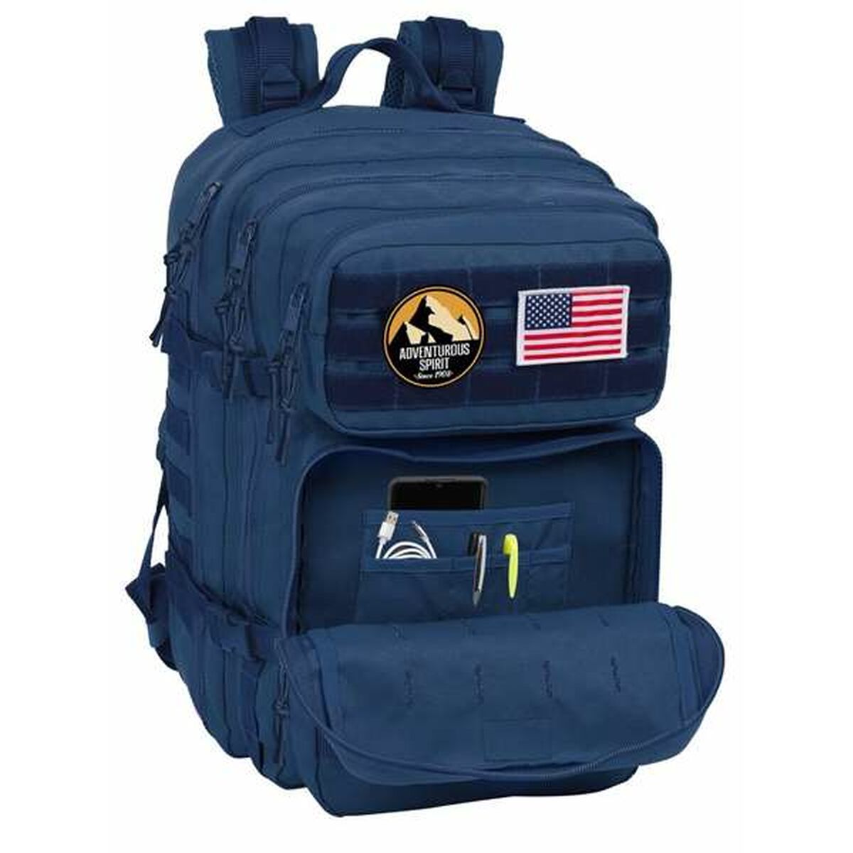 Mochila Escolar Safta Basic Azul Marinho