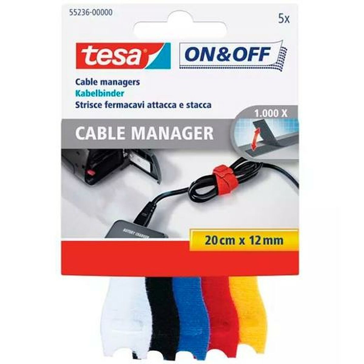 Kabelorganizer TESA On & Off Multicolour Plastic