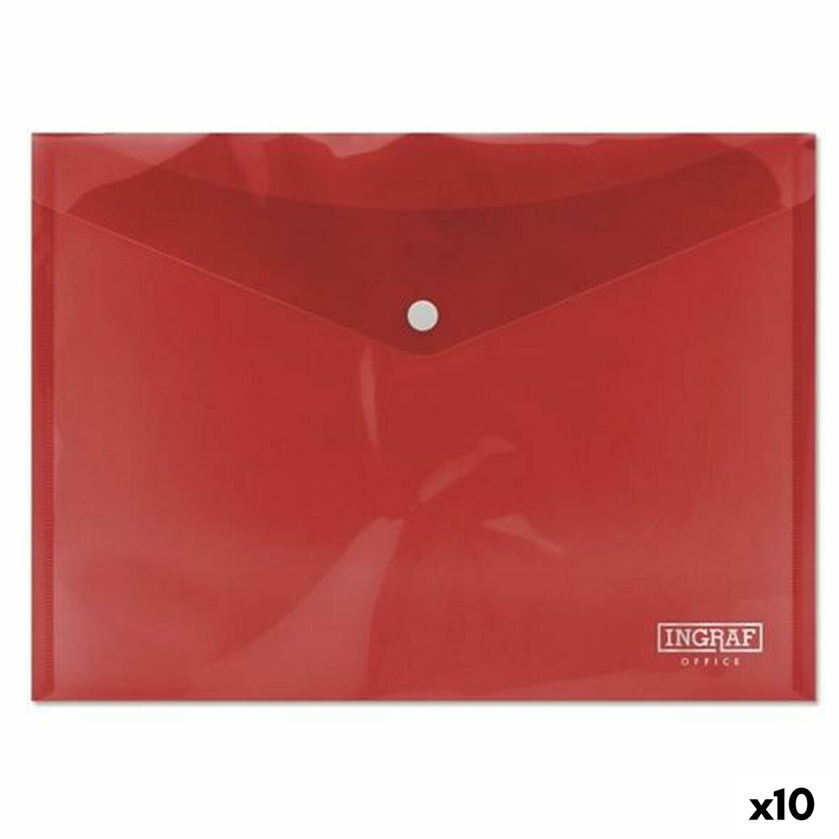 Mapă pentru Documente Ingraf Plastic Roșu Broșă A4 (10 Unități)