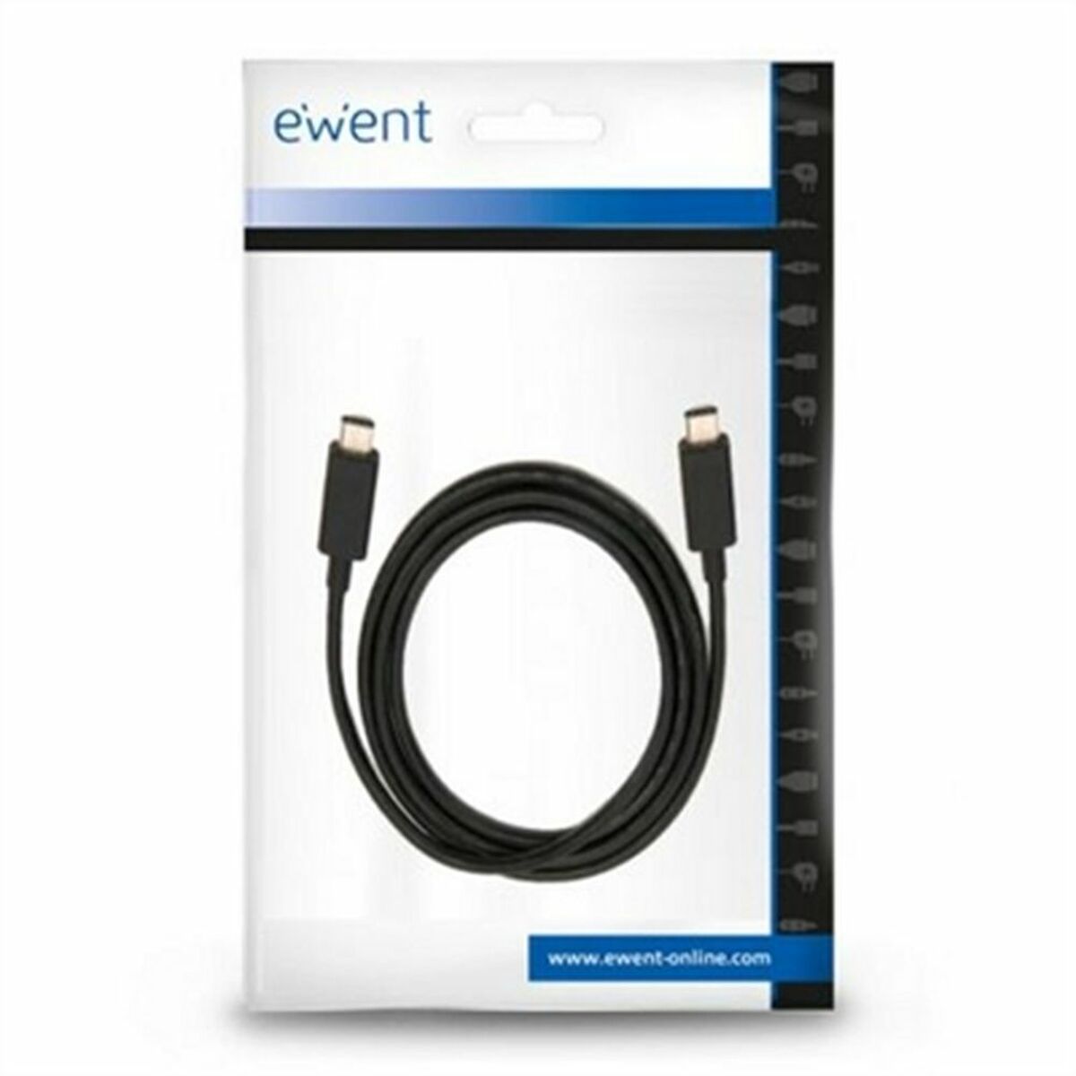 USB-C-kabel til USB Ewent EC1046 Sort 1 m