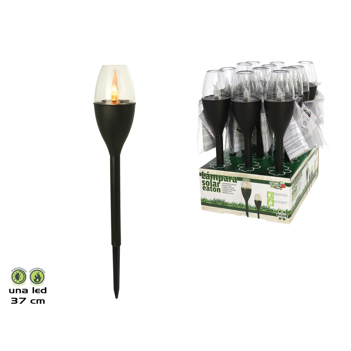 Solcellelampe Gerimport Eaton Sort 37 cm