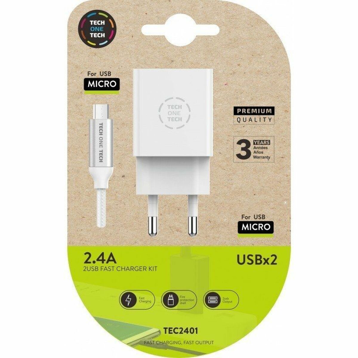 Seinalaadija Tech One Tech TEC2401 Valge