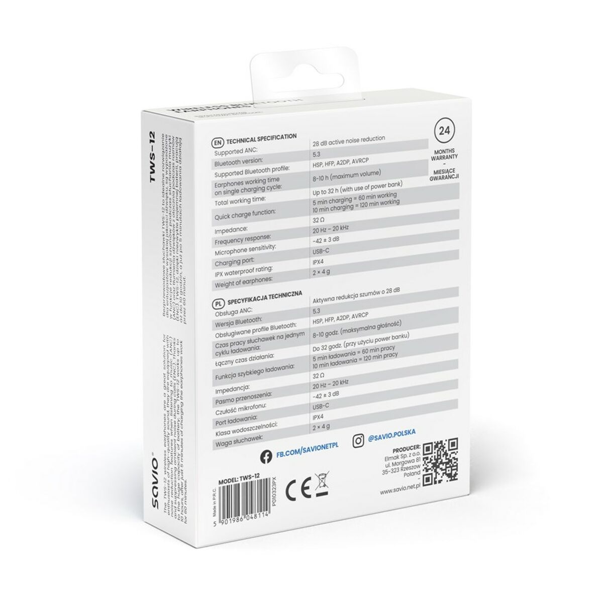 Bluetooth hovedtelefoner Savio TWS-12 Sort