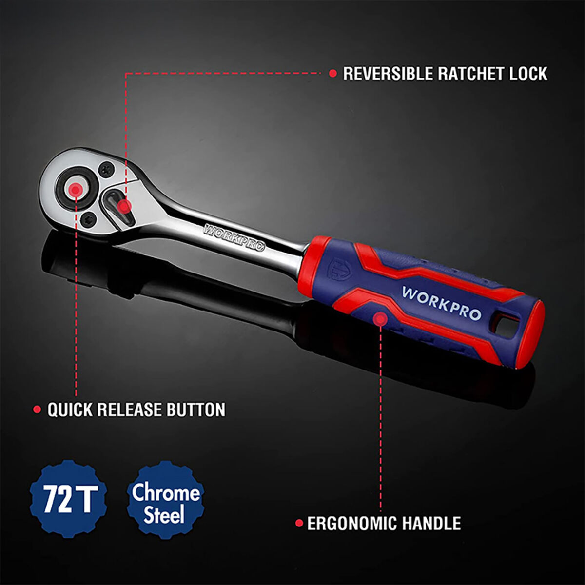 Carraca-nøgle Workpro 1/2"