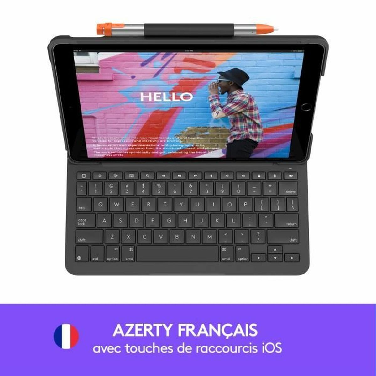 Housse pour Tablette Logitech Slim Folio Graphite AZERTY