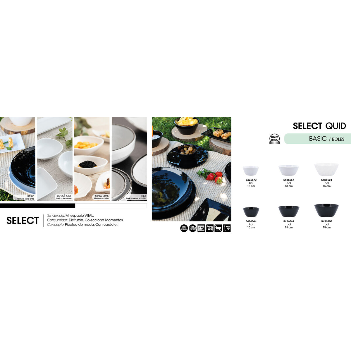 Snack Kulho Quid Select Basic Valkoinen Melamiini 13 cm (24 osaa)