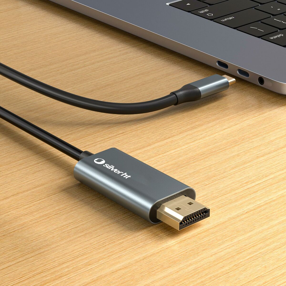 USB-C til HDMI-kabel Silver HT LOGAN Sort